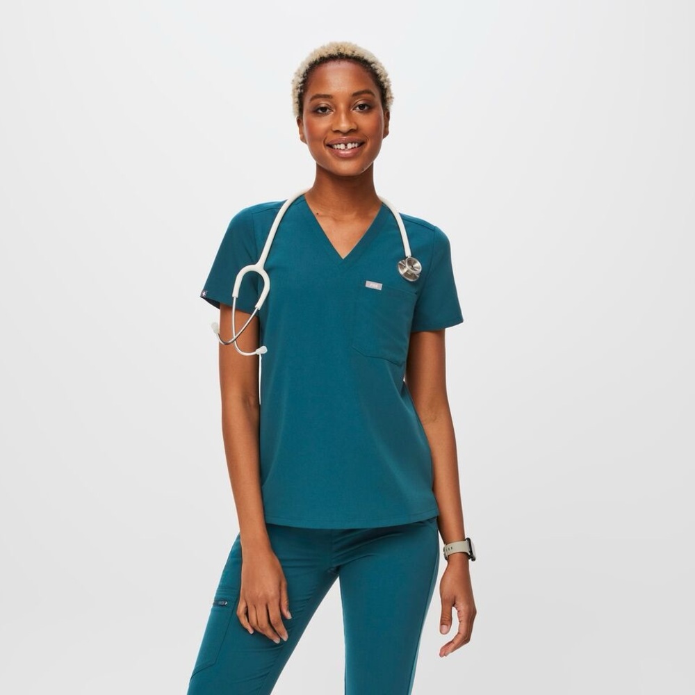 Figs Catarina Scrub Top Caribbean Blue